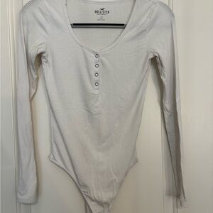 Hollister White Ribbed Bodysuit